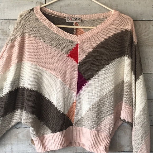 ESCADA linen geometric vneck sweater - Picture 3 of 12